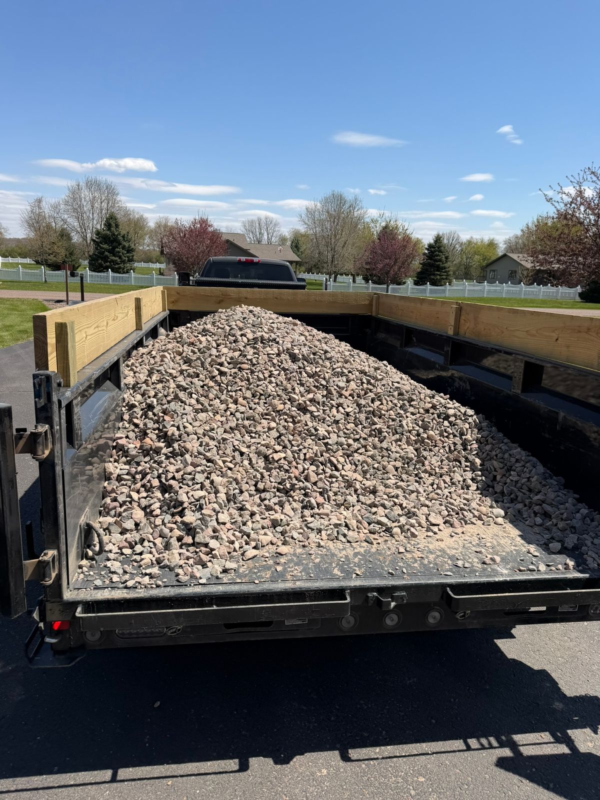 Trailer filled with rocks